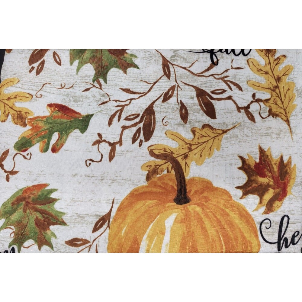 Printed Fabric Tablecloth,60"x84"Oblong, PUMPKIN & COLORFUL LEAVES,HELLO FALL,NB